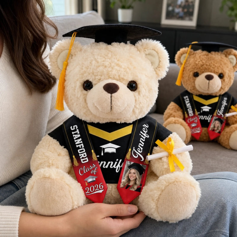 Custom Photo Graduation Teddy Bear - Personalized Graduation Gifts For Him, Her - Your Adventure Starts Now