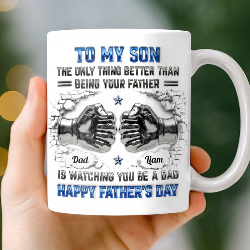Custom 3D Inflated Effect Printed Mug - Personalized Father's Day Birthday Gifts For Son - Strong Roots Strong Bond
