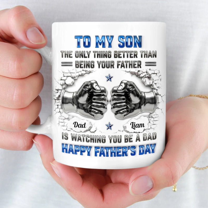 Custom 3D Inflated Effect Printed Mug - Personalized Father's Day Birthday Gifts For Son - Strong Roots Strong Bond