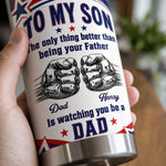 Custom Tumbler - Personalized Father's Day Birthday Gifts For Son - Built Tough Loved Forever