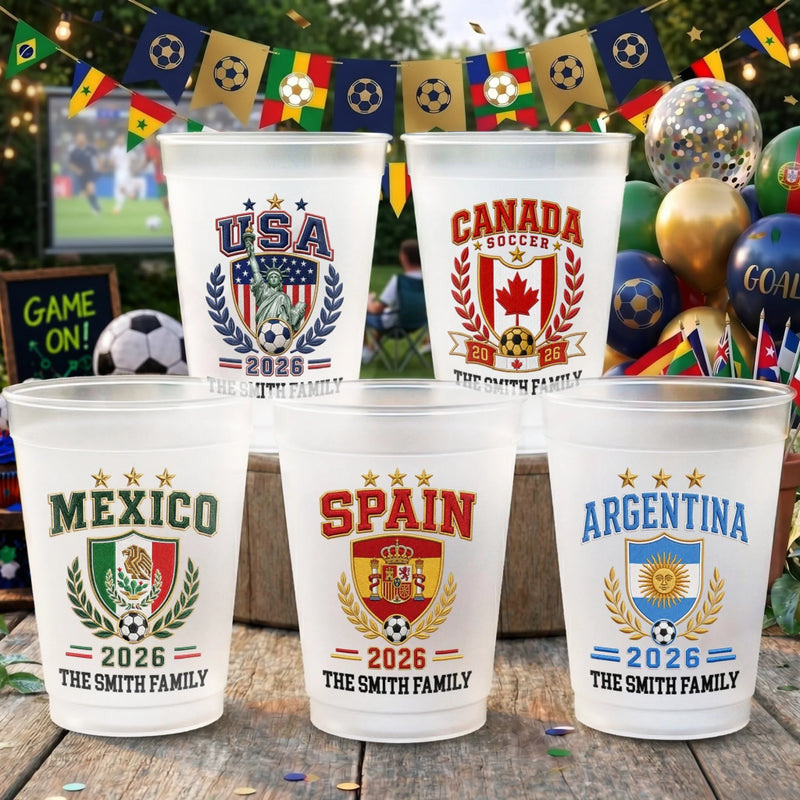 Custom International Soccer Tournament Party Cups - Personalized Birthday Gifts For Soccer Lovers, Sports Fans, Sports Lovers - The Ultimate Game Day Toast