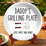 Custom Ceramic Plate - Personalized Father's Day Birthday Gifts For Dad, Grandpa - Cooking Up Good Times