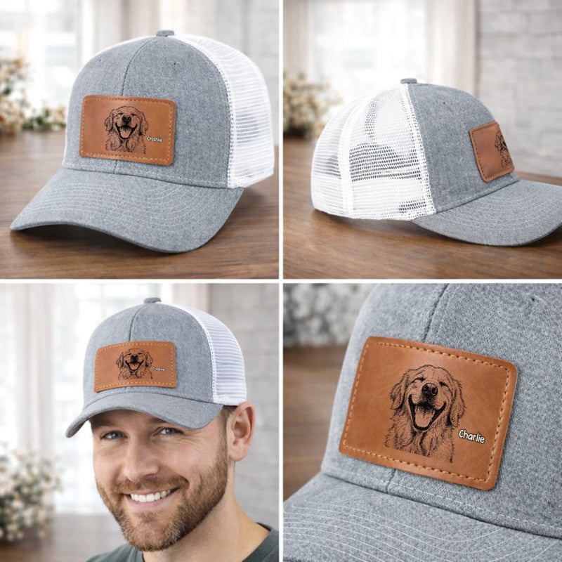 Custom Photo Leather Patch Hat - Personalized Birthday Gifts For Dog Cat Lovers, Dog Dad And Mom, Cat Owners - My Favorite Squad Ever