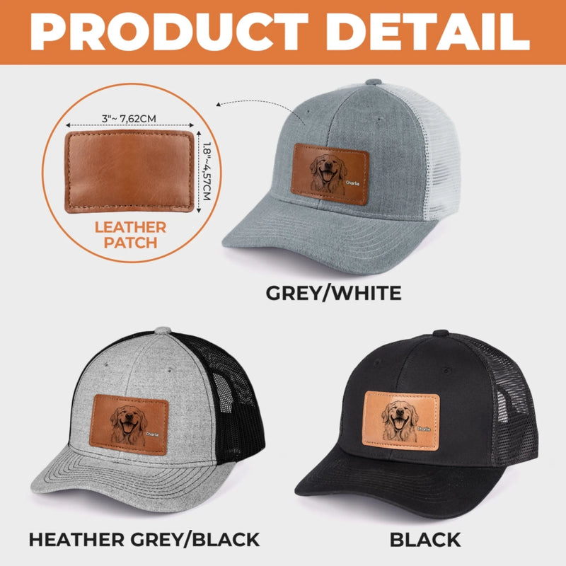 Custom Photo Leather Patch Hat - Personalized Birthday Gifts For Dog Cat Lovers, Dog Dad And Mom, Cat Owners - My Favorite Squad Ever
