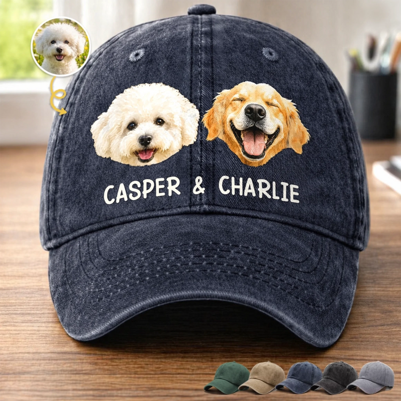 Custom Photo Cap - Personalized Birthday Gifts For Dog Cat Lovers, Dog Dad And Mom, Cat Owners - Blessed With The Best Company