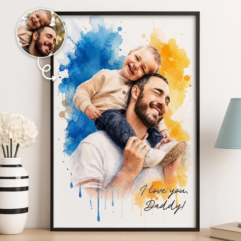 Custom Photo Vertical Poster - Personalized Father's Day Birthday Gifts For Dad, Grandpa - Dad Makes The World Brighter
