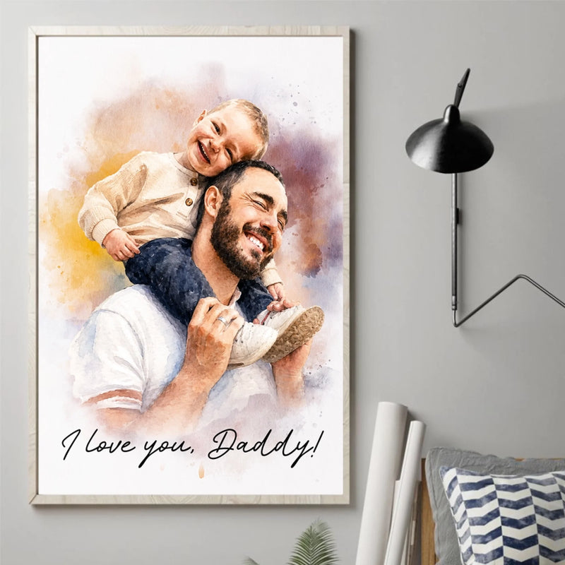 Custom Photo Vertical Poster - Personalized Father's Day Birthday Gifts For Dad, Grandpa - Forever Thankful For Dad’s Love