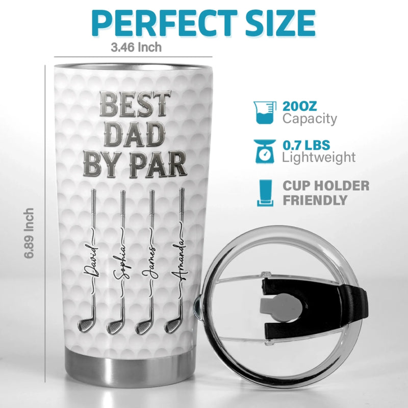 Custom Golf Tumbler - Personalized Father's Day Birthday Gifts For Dad, Grandpa, Golf Lovers - Fueled By Coffee And Birdies