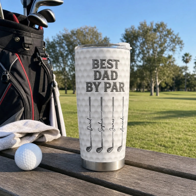 Custom Golf Tumbler - Personalized Father's Day Birthday Gifts For Dad, Grandpa, Golf Lovers - Fueled By Coffee And Birdies