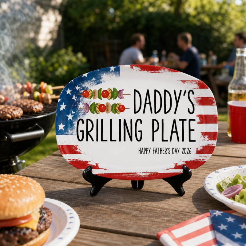 Custom Platter - Personalized Father's Day Birthday Gifts For Dad, Grandpa, Grillers - Built On Food And Love