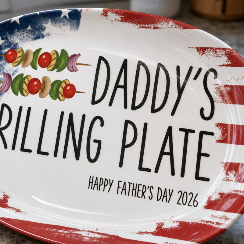 Custom Platter - Personalized Father's Day Birthday Gifts For Dad, Grandpa, Grillers - Built On Food And Love