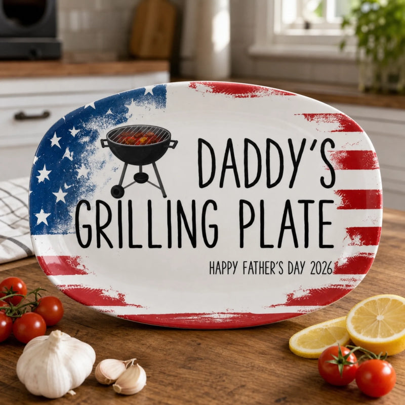 Custom Platter - Personalized Father's Day Birthday Gifts For Dad, Grandpa, Grillers - Built On Food And Love