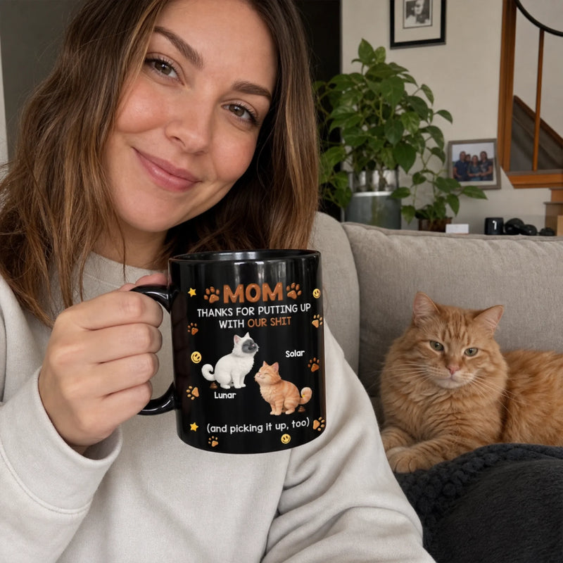 Custom Black Mug - Personalized Mother's Day Father's Day Gifts For Dog Cat Lovers, Dog Dad And Mom, Cat Owners - Sorry For The Chaos