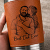 Custom Photo Printed Leather Tumbler - Personalized Father's Day Birthday Gifts For Dad, Grandpa - Faith Family Fatherhood