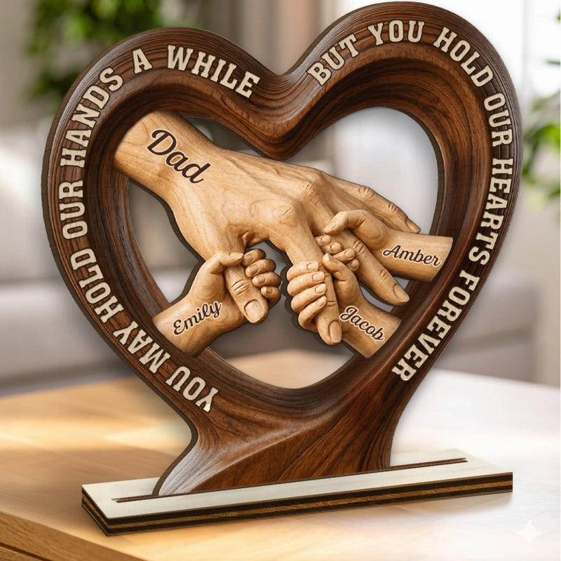 Custom 2-Layered Wooden Plaque - Personalized Father's Day Birthday Gifts For Dad, Grandpa - Dad’s Strength Inspires Us Daily