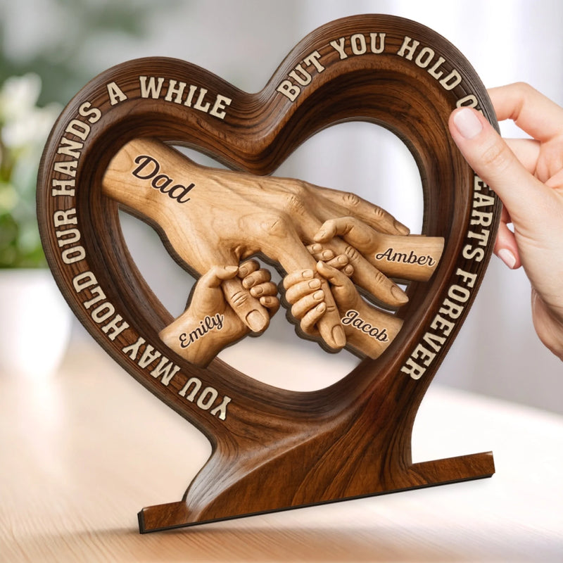 Custom 2-Layered Wooden Plaque - Personalized Father's Day Birthday Gifts For Dad, Grandpa - Dad’s Strength Inspires Us Daily