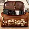 Custom Leather Toiletry Bag - Personalized Father's Day Birthday Gifts For Dad, Grandpa - Dad’s Love Never Fades