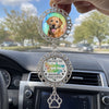 Custom Photo A Piece Of My Heart Is At The Rainbow Bridge - Memorial Personalized Custom Metal Car Hanging Ornament With Charm - Sympathy Gift For Pet Owners, Pet Lovers