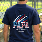 Custom T-shirt - Personalized America 250th Anniversary Father's Day Gifts For Dad, Grandpa - Red White Blue