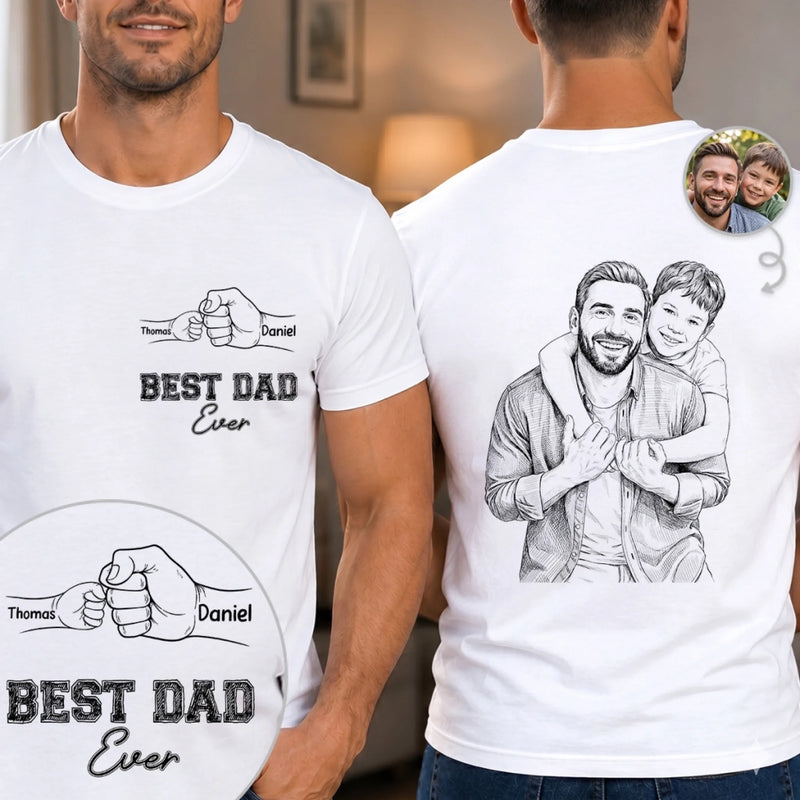 Custom Photo Unisex T-shirt - Personalized Father's Day Birthday Gifts For Dad, Grandpa - Forever Grateful For Dad