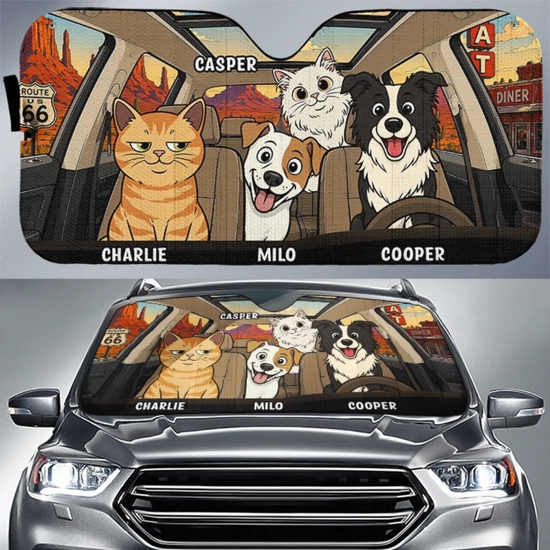 Custom Auto Windshield Sunshade, Car Window Protector - Personalized Birthday Gifts For Dog Cat Lovers, Dog Dad And Mom, Cat Owners - My Best Friend Has Paws