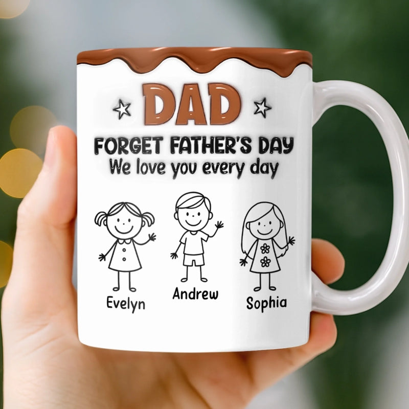 Custom 3D Inflated Effect Printed Mug - Personalized Father's Day Birthday Gifts For Dad, Grandpa - Powered By Dad Energy