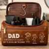 Custom Leather Toiletry Bag - Personalized Father's Day Birthday Gifts For Dad, Grandpa - Forever Loved By Dad
