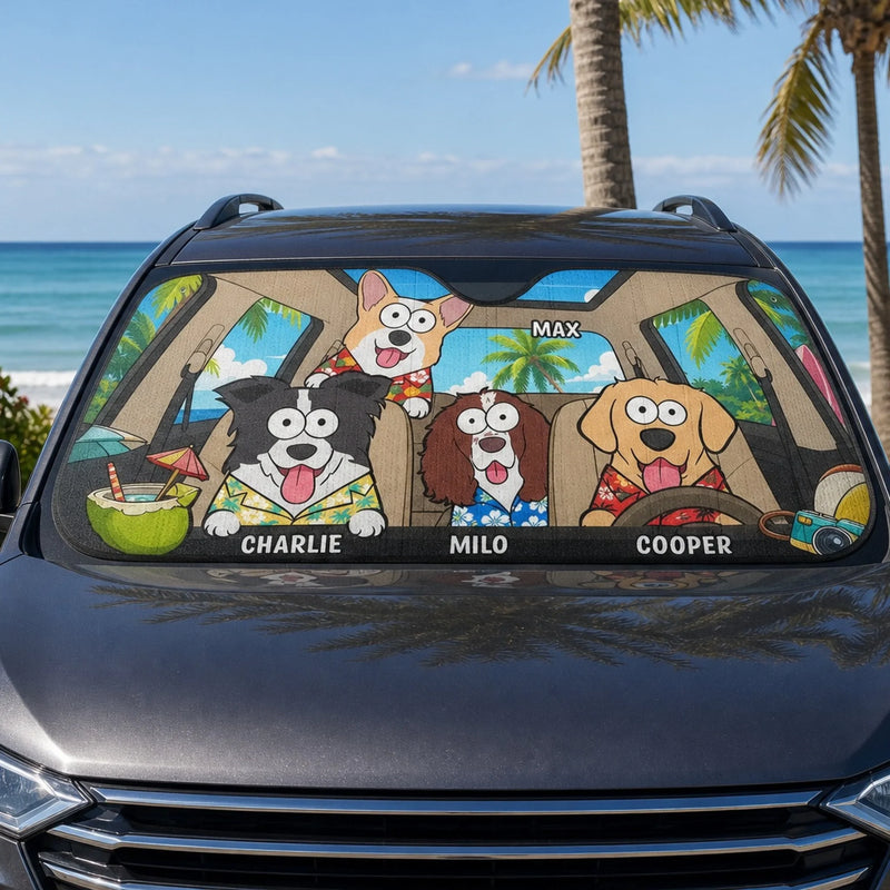 Custom Auto Windshield Sunshade, Car Window Protector - Personalized Father's Day Birthday Gifts For Dog Cat Lovers, Dog Dad And Mom, Cat Owners - Life’s Better With Paws
