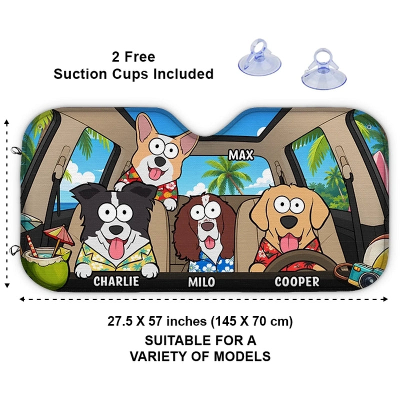 Custom Auto Windshield Sunshade, Car Window Protector - Personalized Father's Day Birthday Gifts For Dog Cat Lovers, Dog Dad And Mom, Cat Owners - Life’s Better With Paws