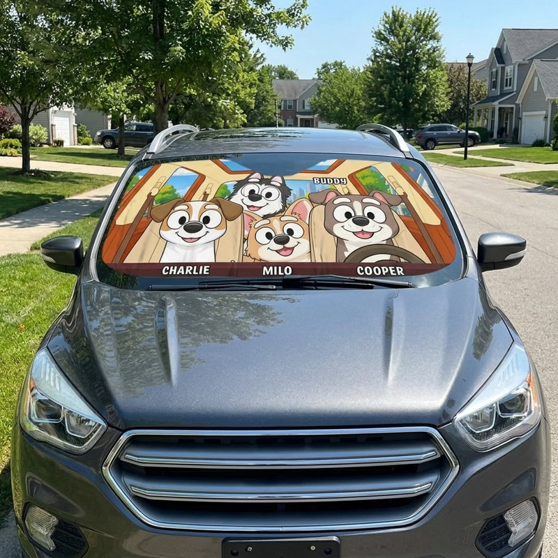 Custom Auto Windshield Sunshade, Car Window Protector - Personalized Father's Day Birthday Gifts For Dog Cat Lovers, Dog Dad And Mom, Cat Owners - Paws Make Life Better