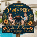 Custom Wood Sign - Personalized Summer Vacation And Travel Gifts For Couple - Welcome To Our Backyard Bar