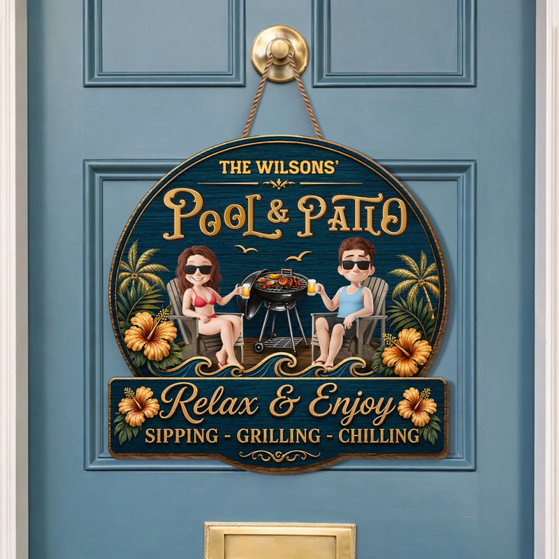 Custom Wood Sign - Personalized Summer Vacation And Travel Gifts For Couple - Welcome To Our Backyard Bar