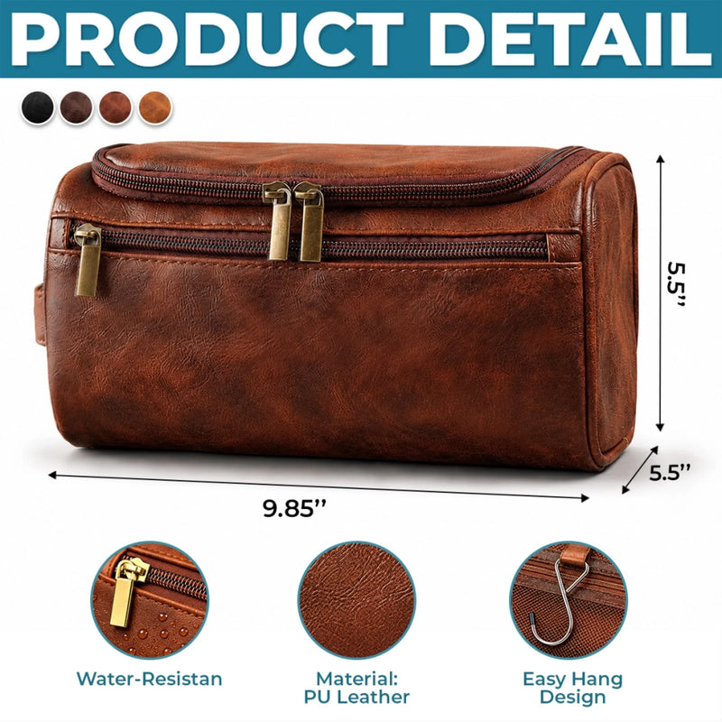 Custom Leather Toiletry Bag - Personalized Father's Day Birthday Gifts For Dad, Grandpa - Dad’s Love Never Fades