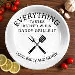 Custom Ceramic Plate - Personalized Father's Day Birthday Gifts For Dad, Grandpa - Served With Love Always