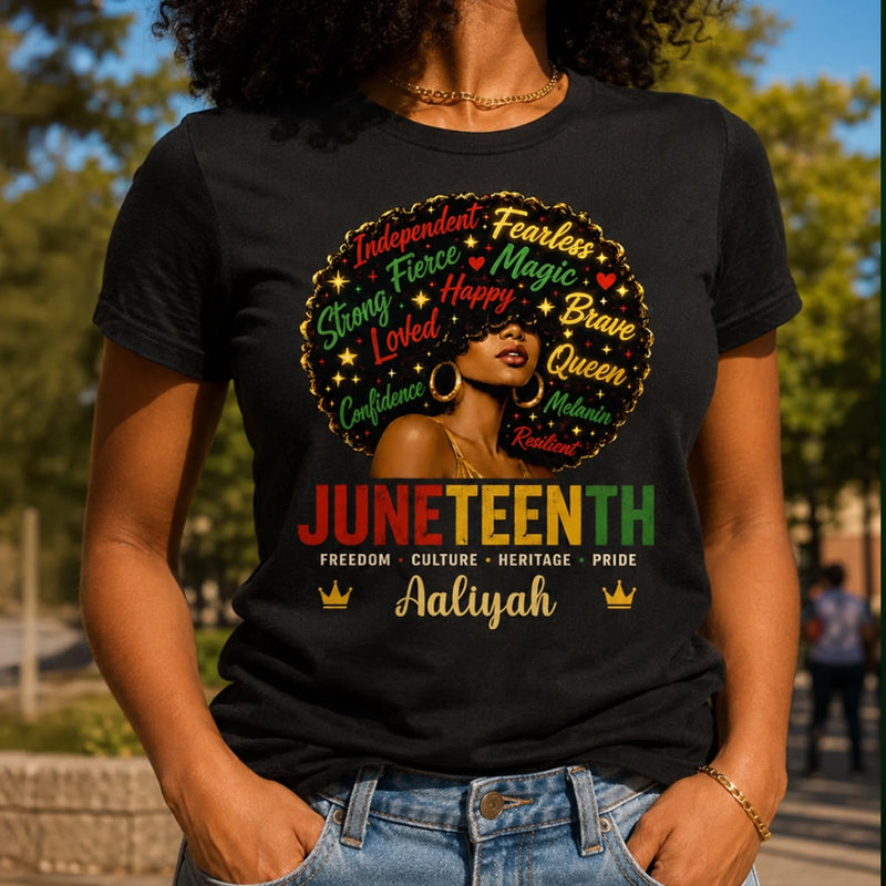 Custom T-shirt, Hoodie – Personalized Juneteenth Gifts For Women – Rooted In Strength, Rising In Freedom