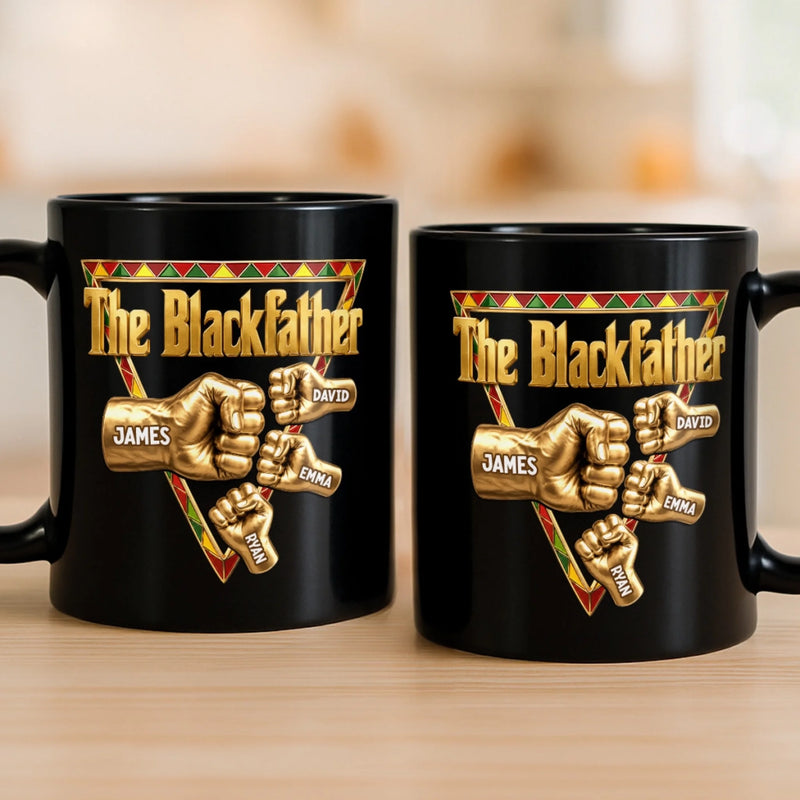 Custom Black Mug - Personalized Father's Day Birthday Gifts For Dad, Grandpa - The Blackfather