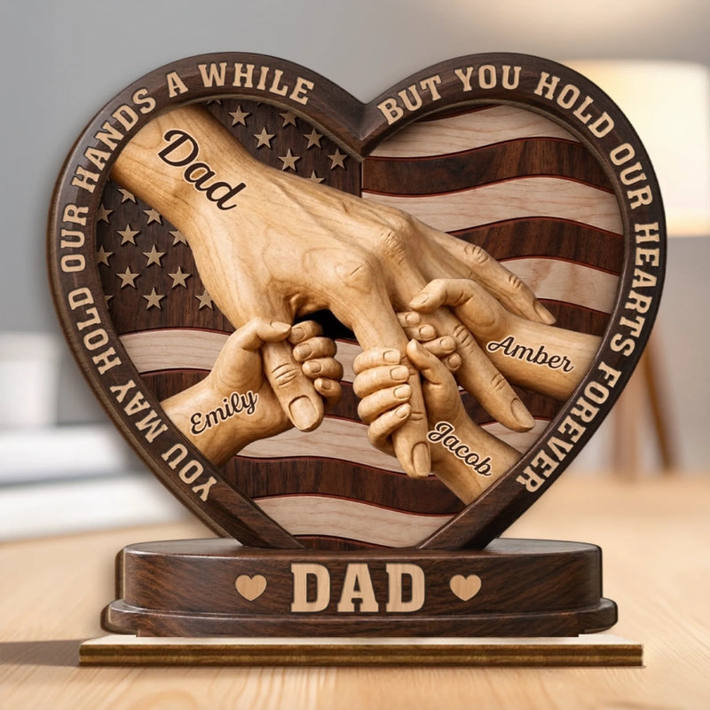 Custom 2-Layered Wooden Plaque - Personalized Father's Day Birthday Gifts For Dad, Grandpa - Dad’s Love Is Our Foundation