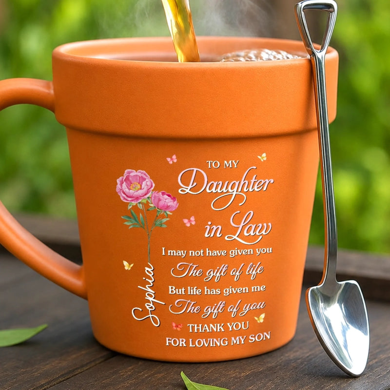 Custom Plant Pot Ceramic Mug - Personalized Birthday Garden Gifts For Gardeners, Daughter-In-Law - Proud Of Who You Are