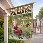 Custom Flag - Personalized Birthday Garden Gifts For Gardeners - Welcome To Her Happy Corner