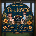 Custom Wood Sign - Personalized Summer Vacation And Travel Gifts For Couple - Welcome To Our Backyard Bar