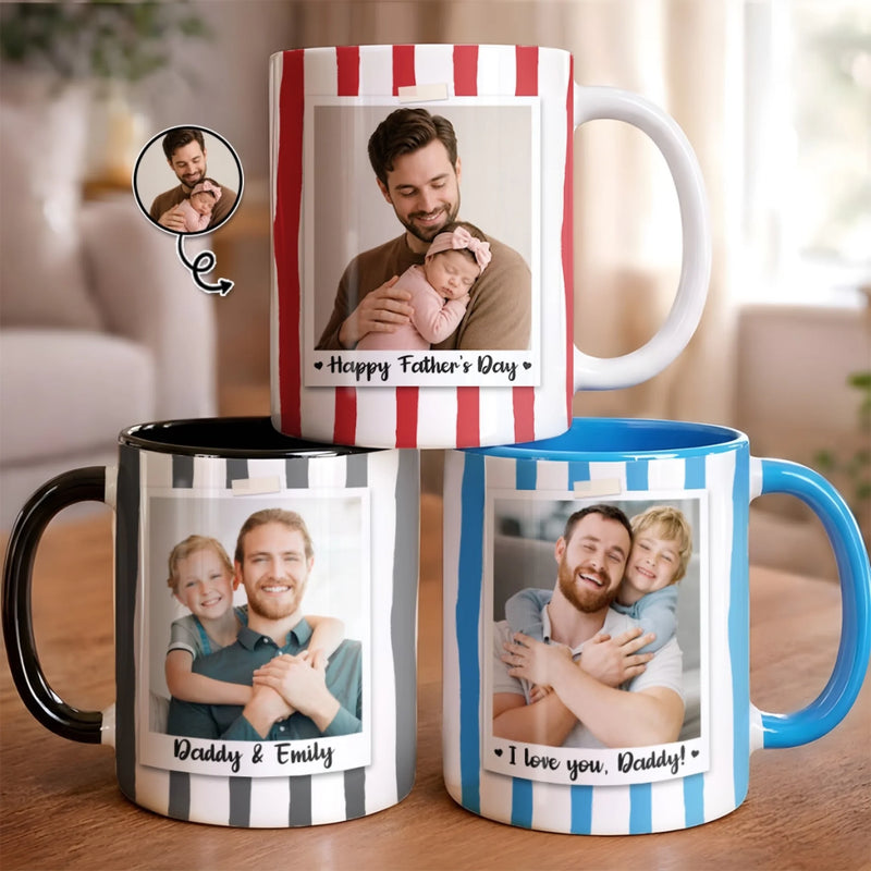 Custom Photo Accent Mug - Personalized Father's Day Birthday Gifts For Dad, Grandpa - Capturing His Proudest Moments