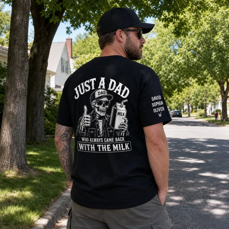 Custom Back Printed Shirt - Personalized  Father's Day Birthday Gifts For Dad, Grandpa - Just A Dad