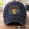 Custom Vintage Washed Denim Baseball Cap - Personalized Father's Day Gifts For Dog Lovers, Dog Dad And Mom - Paw Prints & Mountain Trips