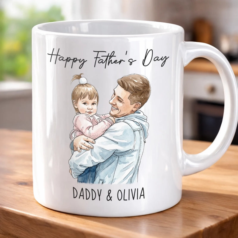Custom Photo Accent Mug - Personalized Father's Day Birthday Gifts For Dad, Grandpa - Forever Proud Of Dad