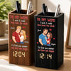 Custom Pen Holder With Clock - Personalized Anniversary Wedding Gifts For Husband And Wife, Him And Her - I'd Choose You Again And Again