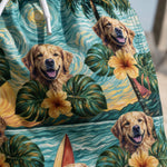 Custom Photo Tropical Hawaiian Aloha Men Beach Shorts - Personalized Summer Vacation And Travel Gifts For Dog Lovers, Dad, Mom - Starry Nights, Puppy Days