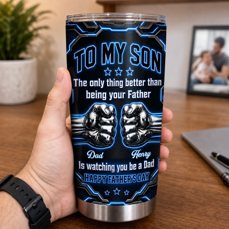 Custom Tumbler - Personalized Father's Day Birthday Gifts For Son - Watching You Grow Brings Me Joy