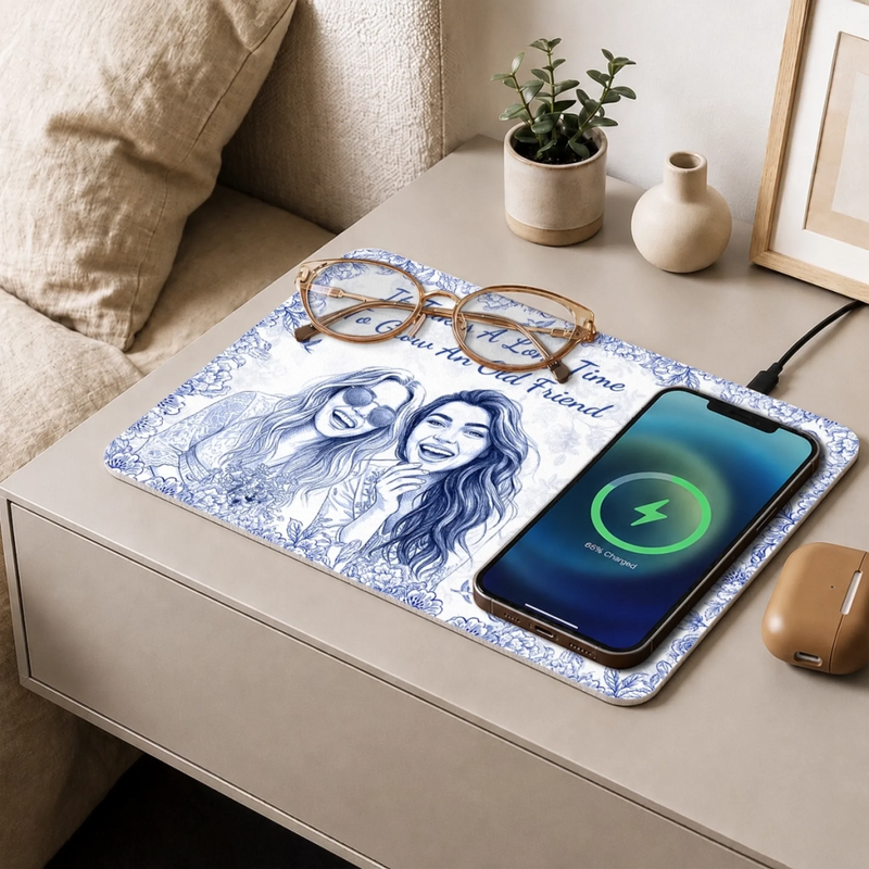Custom Photo Charging Mat - Personalized Best Friend Birthday Gifts For Women, Besties, Sisters, BFF - Grounded In True, Deep Friendship