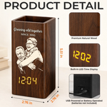 Custom Photo Pen Holder With Clock - Personalized Anniversary Wedding Gifts For Husband And Wife, Him And Her - Captured Moments, Timeless Love