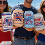 Custom Leather Can Cooler - Personalized America 250th Anniversary Gifts For Mom, Dad, Brother, Sister, Kids - Freedom Lives Here